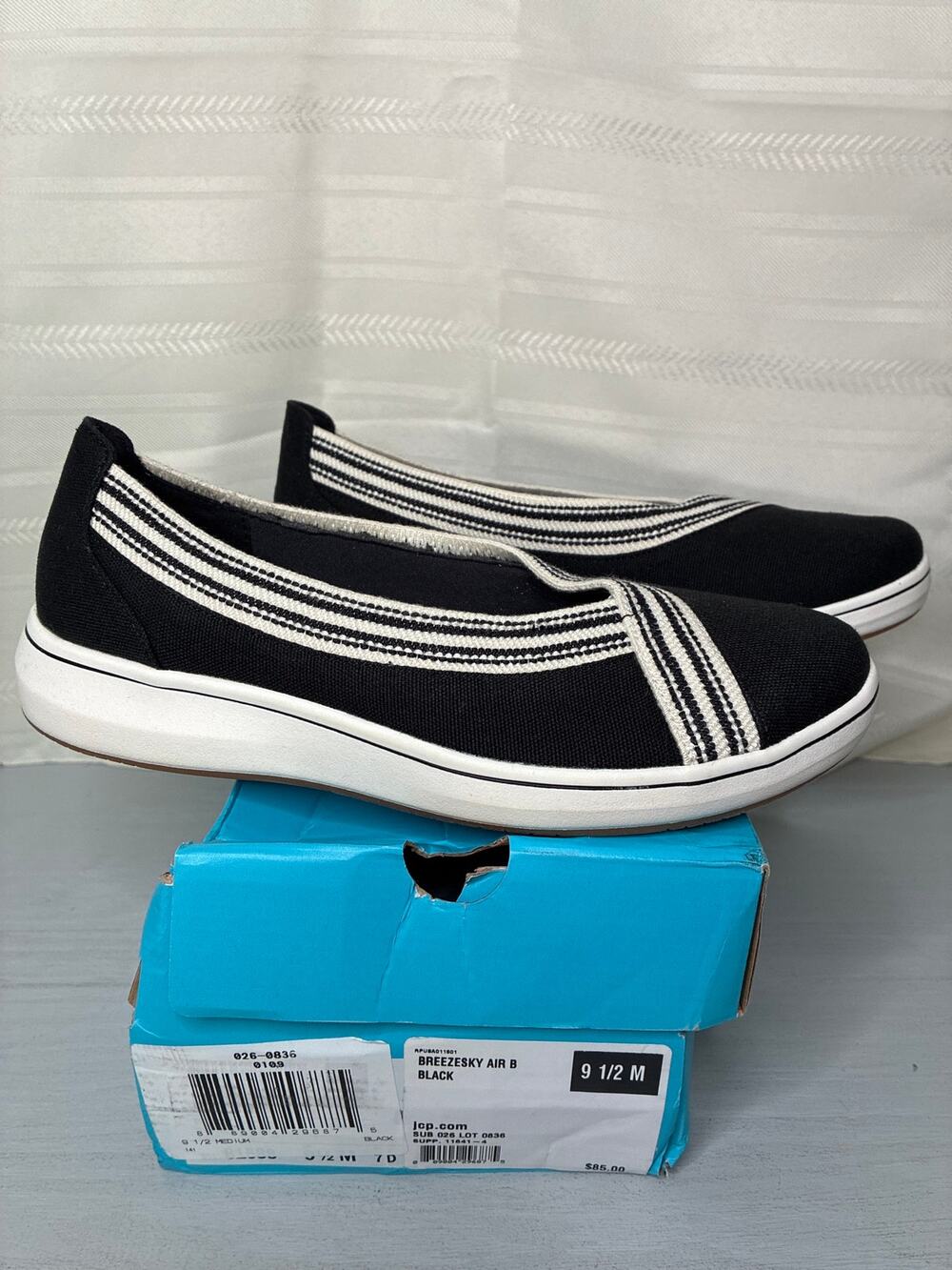 Clarks Cloudsteppers Breeze Sky Air Slip On Shoes Black Womens Size 9.5M